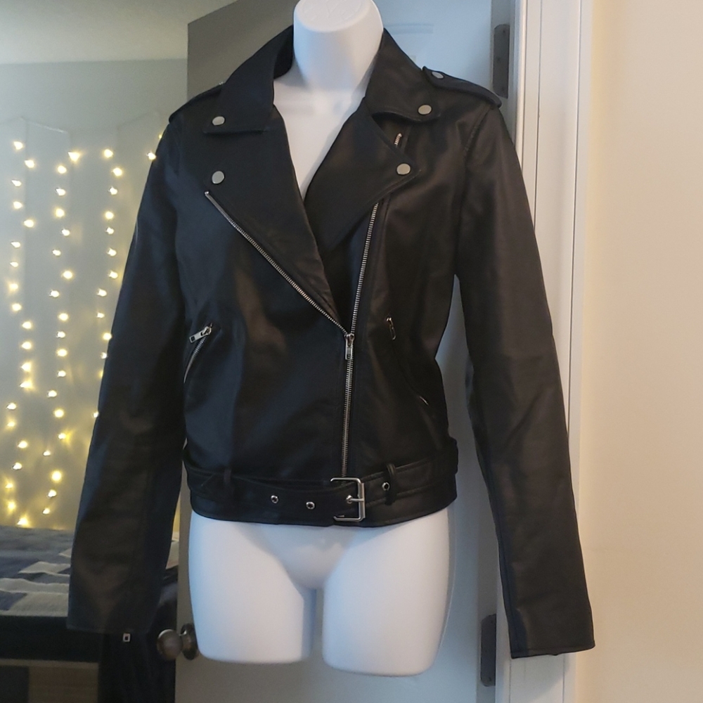 NEW Urban Outfitters Faux Leather Black Jacket